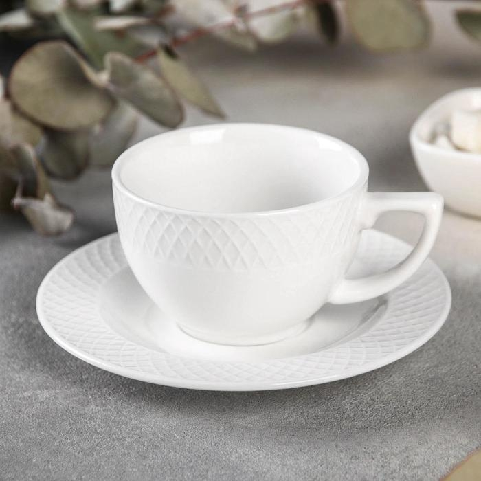 Кофейная пара фарфоровая Wilmax &laquo;Юлия Высоцкая&raquo;, 2 предмета: чашка 150 мл, блюдце d=13 см, цвет белый