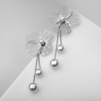 Серьги с жемчугом &laquo;Бусина&raquo; каталея, цвет серебро