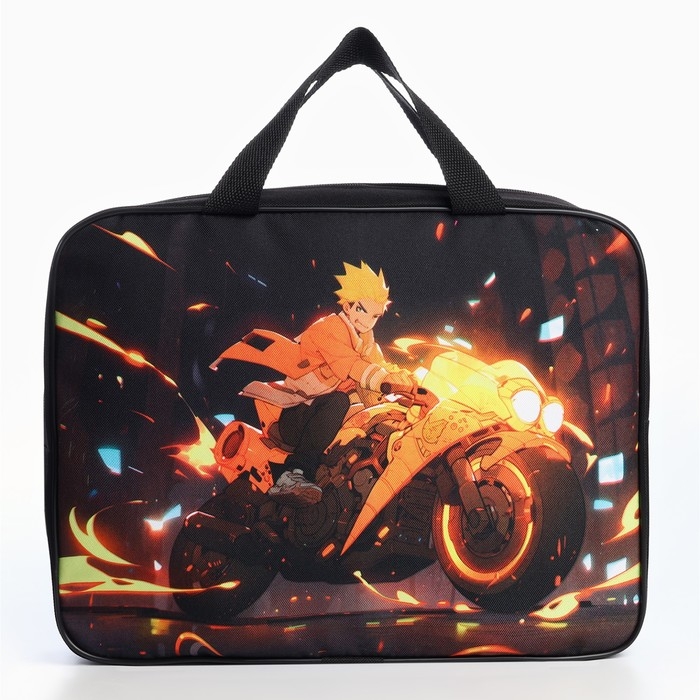 Папка для труда А4 на молнии текстиль 70мм 350 х 270 мал &laquo;1 сентября: Аниме мото&raquo;