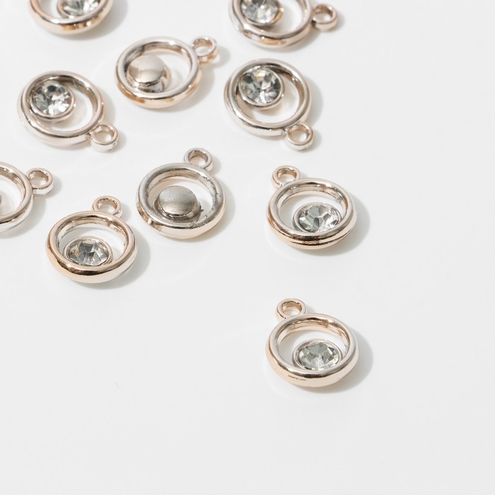 Концевик-подвеска &laquo;Круг&raquo; 1,6&times;1,2&times;0,2 см, (набор 10 шт.), цвет белый в золоте