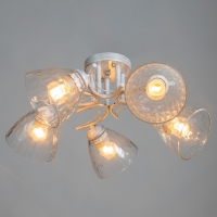 Люстра "Риана" 5х40Вт Е27 Белый, серебро 57х57х23см Люстра "Риана" 5х40Вт Е27 Белый, серебро 57х57х23см