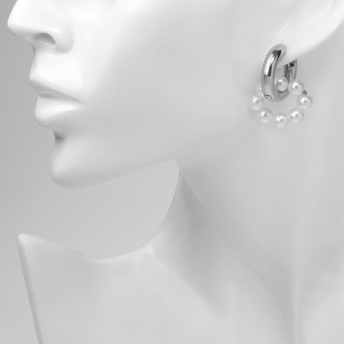 Серьги со съёмным элементом &laquo;Трансформер&raquo; цветок, цвет бело-синий в серебре