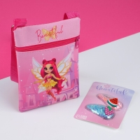 Подарочный набор для девочки &laquo;Маленькая волшебница&raquo;, сумка, заколки для волос, цвет розовый