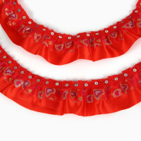 Тесьма, сетка с напылением на красном атласе, 5 см, в рулоне 10 м Тесьма, сетка с напылением на красном атласе, 5 см, в рулоне 10 м