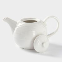 Чайник фарфоровый заварочный с подогревом на бамбуковой подставке BellaTenero «Полосы», 850 мл, цвет белый Чайник фарфоровый заварочный с подогревом на бамбуковой подставке BellaTenero «Полосы», 850 мл, цвет белый