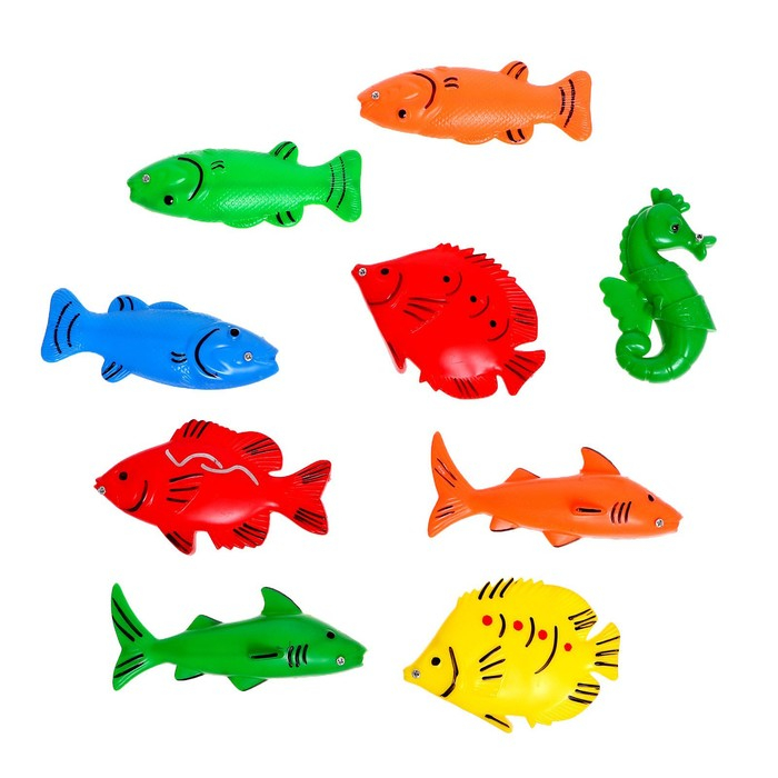 Рыбалка &laquo;Веселая рыбалка&raquo; 1 удочка, 9 рыбок, сачок, МИКС