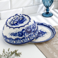 Блинница, гжель, фарфор, 13х25 см