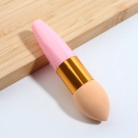 Спонж для макияжа с ручкой «Капля», 10 × 2,5 см, цвет бежевый/розовый Спонж для макияжа с ручкой «Капля», 10 × 2,5 см, цвет бежевый/розовый