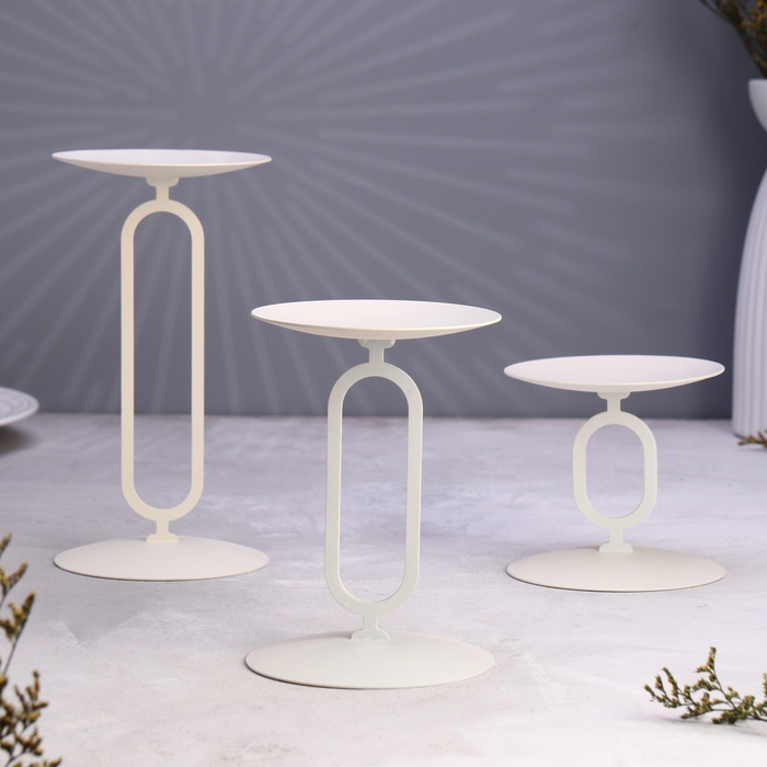 Набор подсвечников 10х20; 10х15; 10х10 см, белый