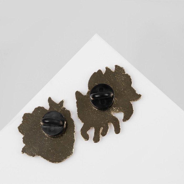 Набор значков (2 шт.) &laquo;Кицунэ&raquo; девятихвостый лис, цветной в золоте