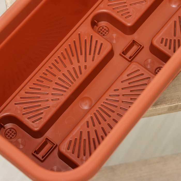 Ящик балконный с поддоном, 60 см, цвет терракотовый Ящик балконный с поддоном, 60 см, цвет терракотовый