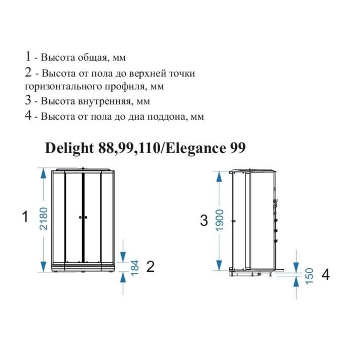 Душевая кабина DOMANI-Spa Delight 88, поддон 15 см, белые стенки, матовое стекло, 80х80
