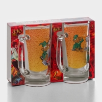 Набор пивных кружек &laquo;Приколисты&raquo;, 330 мл, в подарочной упаковке, 2 шт, рисунок МИКС