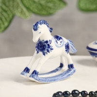 Сувенир гжель &laquo;Конь-качалка&raquo;, бело-синий,керамика,