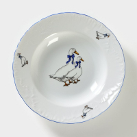 Тарелка глубокая &laquo;Рококо. Гуси&raquo;, 250 мл, d=22,5 см, белая, фарфор