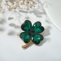 Брошь &laquo;Клевер&raquo; роскошный, цвет тёмно-зелёный в золоте