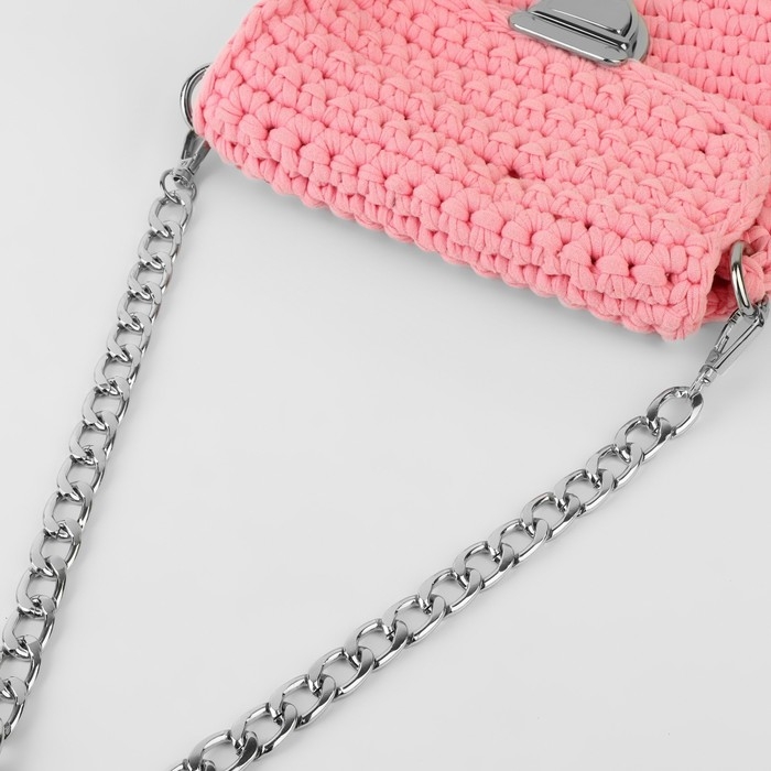 Цепочка для сумки, с карабинами, алюминиевая, 13,5 &times; 20,5 мм, 60 см, цвет серебряный