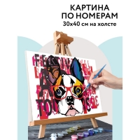 Картина по номерам на холсте &laquo;Французский бульдог&raquo;, 30 &times; 40 см, с акриловыми красками и кистями