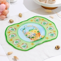 Подставка стеклянная для яиц 8 ячеек Доляна &laquo;Пасхальные цыплята&raquo;, 35&times;24,5 см