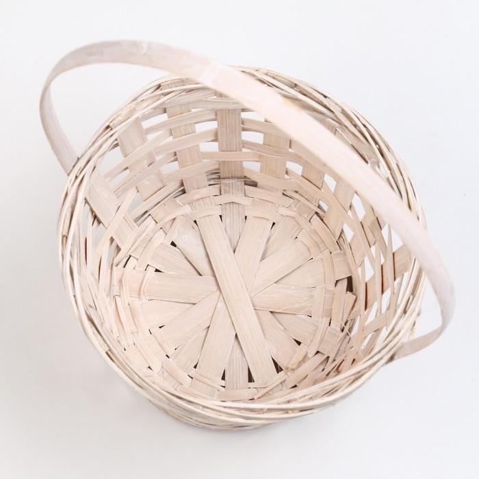 Корзина плетеная, D17 х 9 х 30 см, белая, бамбук Корзина плетеная, D17 х 9 х 30 см, белая, бамбук