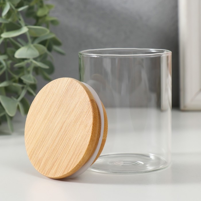 Банка для свечей стекло с крышкой Банка для свечей стекло с крышкой "Цилиндр" прозрачная 200 мл 6,5х6,5х8 см