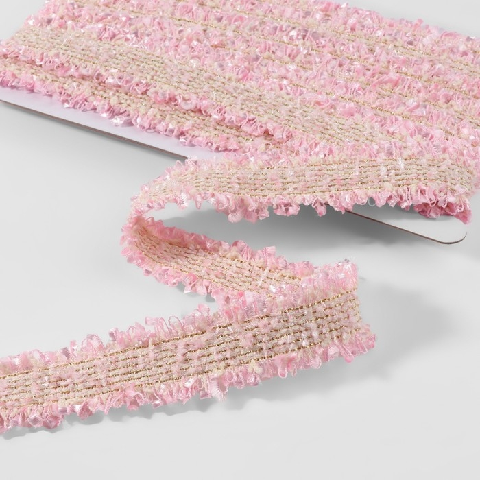 Тесьма декоративная &laquo;Твидовая&raquo;, двусторонняя, 30 мм, 5 &plusmn; 0,5 м, цвет розовый