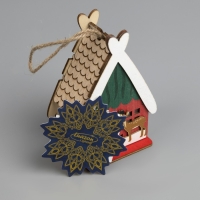 Ёлочная игрушка &laquo;Домик с Сантой&raquo;, от батареек, свечение тёплое белое