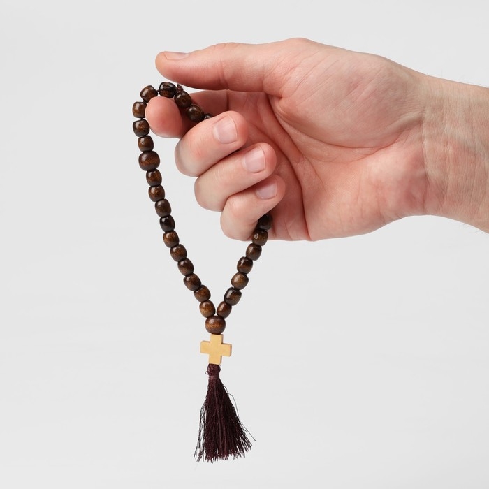 Чётки деревянные «Православные» с крестиком, кисть, 33 бусины, цвет коричневый Чётки деревянные «Православные» с крестиком, кисть, 33 бусины, цвет коричневый
