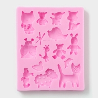 Молд Доляна &laquo;Зверята&raquo;, 9,5&times;7,5&times;1 см, цвет розовый