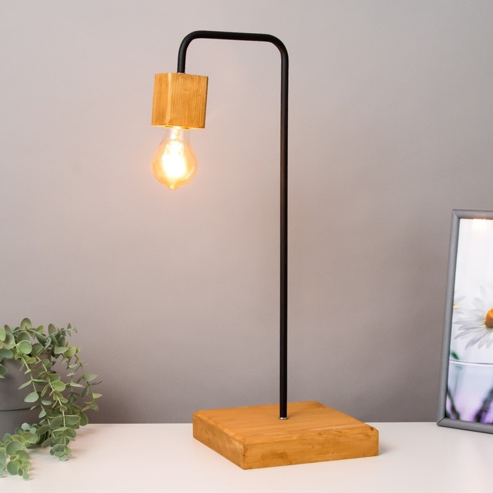 Лампа настольная "Хью-1" коричневый/черный 20х20х55см RISALUX