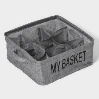 Органайзер для хранения белья Доляна My Basket, 9 ячеек, 28&times;28&times;12 см, цвет серый