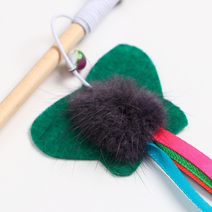 Дразнилка - удочка Дразнилка - удочка "Фетровая бабочка с норкой и лентами" на деревянной палочке, микс цветов