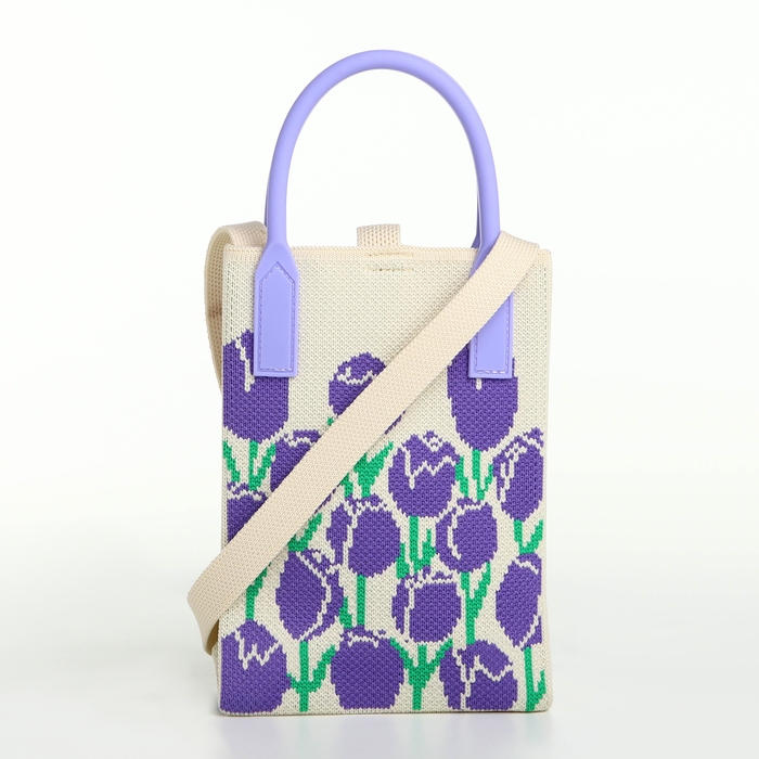 Сумка на кнопке &laquo;Выбражулька&raquo;, цвет бежевый/сиреневый