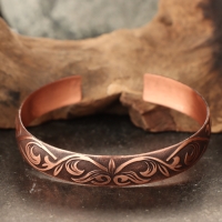 Браслет &laquo;Цветение&raquo;, пластинчатый, узкий, медь