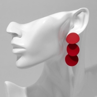 Серьги металл &laquo;Азелия&raquo; круги, трио, цвет красный