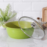 Жаровня Trendy style, 4 л, d=26 см, стеклянная крышка, антипригарное покрытие, цвет зелёный