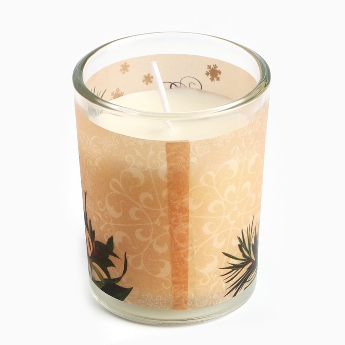 Новогодняя свеча с калькой &laquo;Новый год: Время уюта&raquo;, аромат лесной орех,5х6х5 см