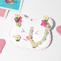 Набор детский &laquo;Выбражулька&raquo; 3 предмета: клипсы, браслет, кольцо, цветочки, цветной