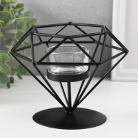 Подсвечник металл, стекло "Бриллиант" чёрный 13,5х14х12 см