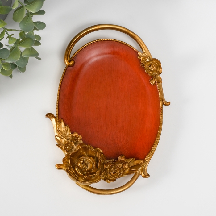 Подставка интерьерная полистоун Подставка интерьерная полистоун "Королевские золотые пионы" под красное дерево 23х16,5х3 см 102039