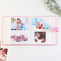 Фотоальбом на 200 фото с 2 местами под фото на обложке "Любимая малышка", экокожа