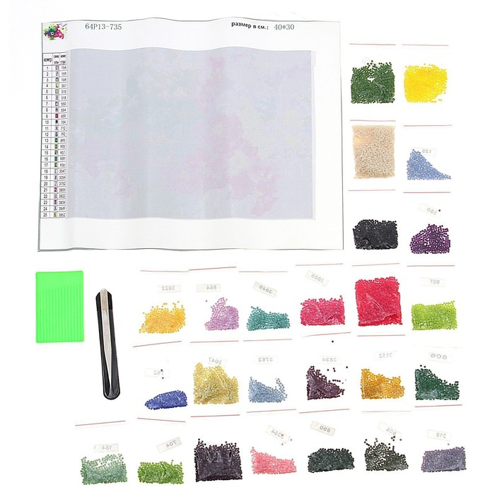 Алмазная мозаика с полным заполнением на холсте &laquo;Букет&raquo;, 22 х 32 см