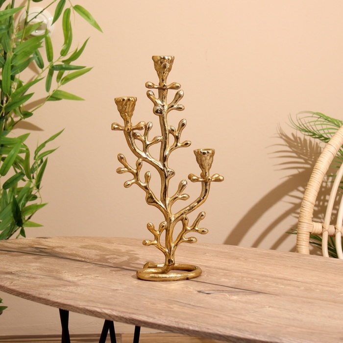 Подсвечник на 3 свечи Подсвечник на 3 свечи "Фьюри" алюминий 10х18х37 см