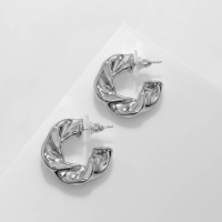 Серьги металл &laquo;Завиток&raquo; широкие, цвет серебро