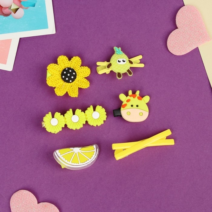 Набор для волос "Маленькие радости" (14 шт) семицветик, жёлтый