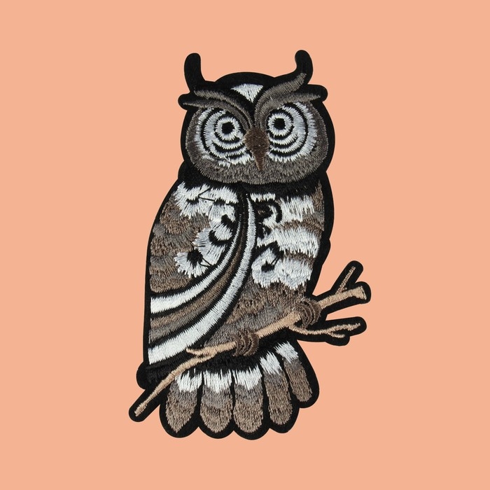 Термоаппликация &laquo;Филин&raquo;, 10,5 &times; 6,5 см, цвет серый