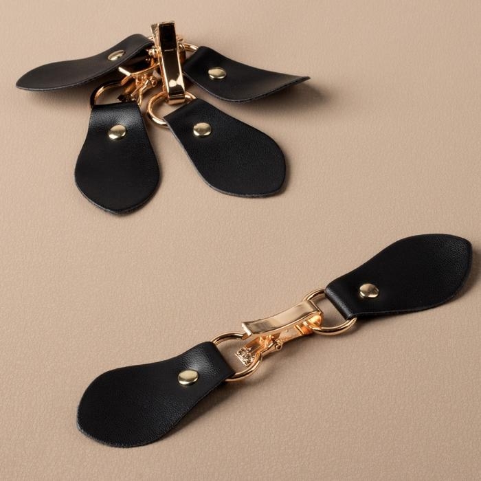 Застёжка-клевант 15,5 &times; 3 см, 3 шт, цвет чёрный/золотой