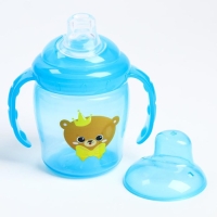 Поильник - непроливайка детский с мягким носиком &laquo;Мишка принц&raquo;, 250 мл., с ручками, цвет голубой