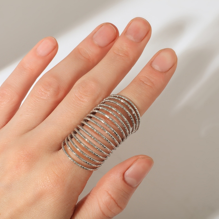 Кольцо &laquo;Пружинка&raquo;, цвет серебро