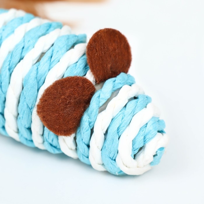 Игрушка для кошек Игрушка для кошек "Мышь-погремушка", 7 см, бело-голубая